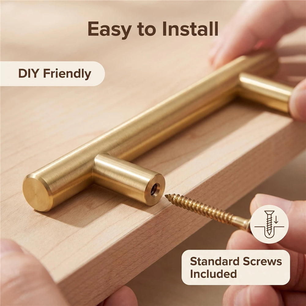 1 Pack 4.25 Inch Center to Center Modern Stainless Steel Brushed Brass Cabinet Handles(Hole Center:108mm)