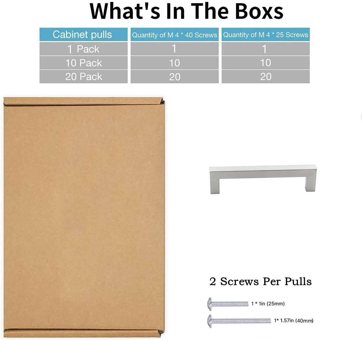 4.25 Inch(Center To Center) Brushed Nickel Square Cabinet Pulls (4.25",Customized Size)