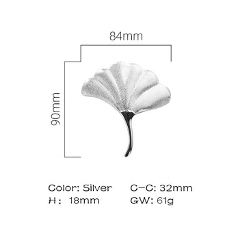 Ginkgo Leaf Drawer Knobs Modern Cabinet Pull Handle for Wardrobe Cupboard Drawer Bookcase Furniture (Small，Silver)