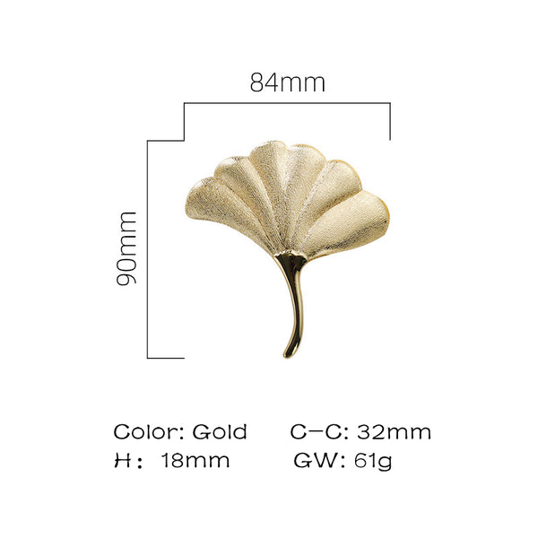 Ginkgo Leaf Shape Knob，Solid Drawer Pulls，Creative Decorate Pulls for Wardrobe Cupboard Drawer Bookcase Furniture (Small，Gold)
