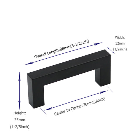 10 Pack 3 Inch(Center to Center) Matte Black Cabinet Pulls Stainless Steel Drawer Pulls