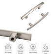 Brushed Nickel Cabinet Pulls，3"(76mm) Hole Centers Cabinet Handles Hardware Modern Arch Bar Drawer Pulls