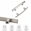 Brushed Nickel Cabinet Pulls,3"(76mm) Hole Centers Cabinet Handles Hardware Modern Arch Bar Drawer Pulls