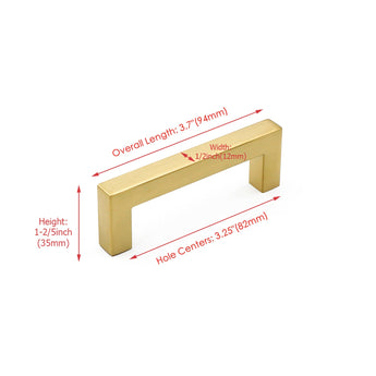 10 Pack 3.25 Inch(Center To Center) Brushed Brass Cabinet Pulls (3.25