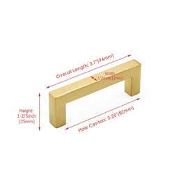 100 Pack 3.25 Inch(C-C) Brushed Brass Cabinet Pulls (3.25