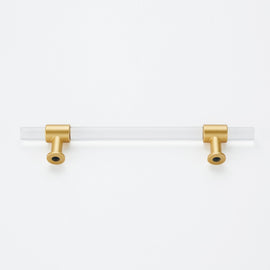 10 Pack 3 inch(C-C) Brushed Brass Cabinet Pulls Arcylic Drawer Pulls (76mm，Hole Center)