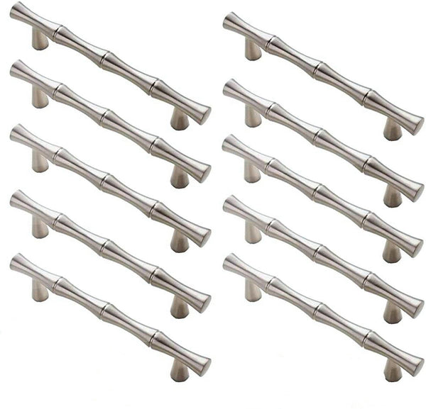500 Pack 3.75 inch(Center To Center) Bamboo Shape Cabinet Handles (3.75"/96mm,Brushed Nickel)