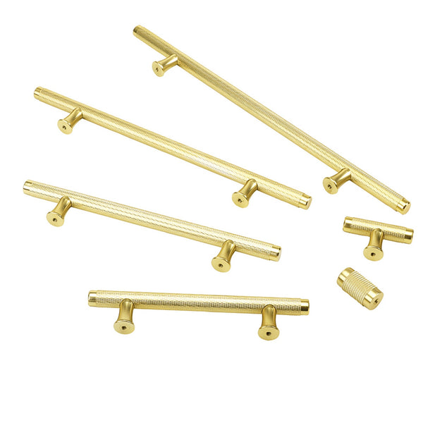 7.5 Inch(C-C) Knurled Texture Drawer Pulls Gold Cabinet Handles(Hole Centers: 192mm)