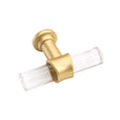 1 Pack Brushed Brass Cabinet Pulls Arcylic Drawer Pulls - Acrylic Round Bar Series - Hole Centers(Single Hole Knob)
