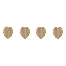 4 Pairs Creative Leaf Shape Handle Knob with Mounting Screws for Kitchen Cupboard Cabinet Wardrobe Drawer Door (Gold, 64mm)