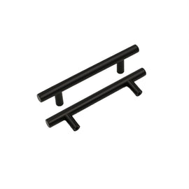 Matte Black Stainless Steel Kitchen Drawer Pulls - T Bar Handles - Hole Centers(Knob,2.5