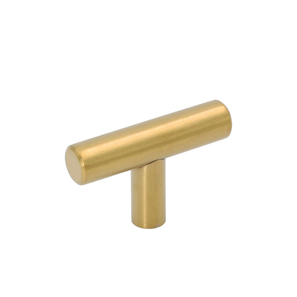 Brushed Brass Cabinet Pulls Gold Cabinet Hardware - T Bar Handles - Hole Centers(T-Bar Knob,2.5",3",3.25,3.5,3.75,4",4.5,5",6.25",7.5")