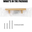 Brushed Brass Cabinet Pulls Gold Cabinet Hardware - T Bar Handles - Hole Centers(T-Bar Knob,2.5",3",3.25,3.5,3.75,4",4.5,5",6.25",7.5")