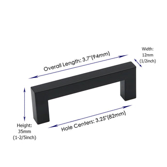 3.25 Inch(Center To Center) Matte Black Cabinet Pulls (3.25