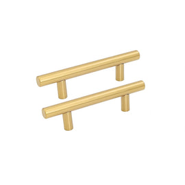 Brushed Brass Cabinet Pulls Gold Cabinet Hardware - T Bar Handles - Hole Centers(T-Bar Knob,2.5