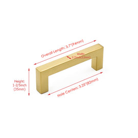 3.25 Inch(C-C) Brushed Brass Cabinet Pulls(3.25