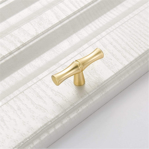 Bamboo Shape Solid Zinc Alloy Cabinet Knobs Handle Pulls - Bamboo Shape Series - Hole Centers(T-Bar Knob，96mm，128mm)