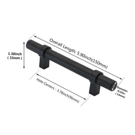 Flat Black Cabinet Bar Handle Pulls - 3.75