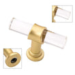 1 Pack Brushed Brass Cabinet Pulls Arcylic Drawer Pulls - Acrylic Round Bar Series - Hole Centers(Single Hole Knob)