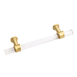 Acrylic Gold Drawer Pulls Cabinet Pulls - Acrylic Round Bar Series - Hole Centers(3-3/4 Inch，96mm)
