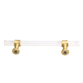 Acrylic Gold Drawer Pulls Cabinet Pulls - Acrylic Round Bar Series - Hole Centers(4 Inch，102mm)
