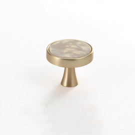 Brushed Brass Dresser Knobs，Zinc Alloy Drawer Knobs，Gold Drawer Knobs Pulls Suitable for Kitchen Cabinets Cupboard (Yellow Pearl)