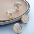Brushed Brass Dresser Knobs，Zinc Alloy Drawer Knobs，Gold Drawer Knobs Pulls Suitable for Kitchen Cabinets Cupboard(Stripes Pearl)