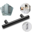 Matte Black Stainless Steel Kitchen Drawer Pulls - T Bar Handles - Hole Centers(Knob,2.5",3",3.25,3.5,3.75,4",4.5,5",6.25",7.5",8.8",10")