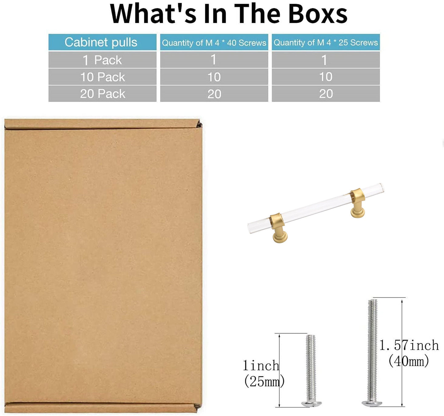 Brushed Brass Cabinet Pulls Dresser Drawer Handles - Acrylic Round Bar Series - Hole Centers(3-1/2 Inch,90mm)