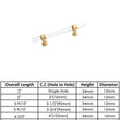 Acrylic Gold Drawer Pulls Cabinet Pulls - Acrylic Round Bar Series - Hole Centers(5 Inch，128mm)