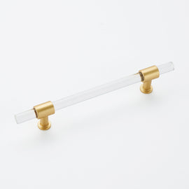 Brushed Brass Cabinet Pulls Arcylic Drawer Pulls - New Acrylic Pulls - Hole Centers(Knob,2.5
