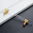 3 inch(C-C) Brushed Brass Cabinet Pulls Arcylic Drawer Pulls (76mm，Hole Center)