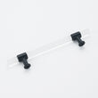 1 Pack 5 inch Hole Centers Cabinet Pulls, Clear Acrylic Drawer Handles, Black Finish with Zinc Alloy Base(128mm Hole Center)