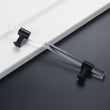 1 Pack 5 inch Hole Centers Cabinet Pulls, Clear Acrylic Drawer Handles, Black Finish with Zinc Alloy Base(128mm Hole Center)