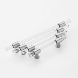 Brushed Nickel Cabinet Pulls Arcylic Drawer Pulls - New Acrylic Pulls - Hole Centers(Knob,2.5
