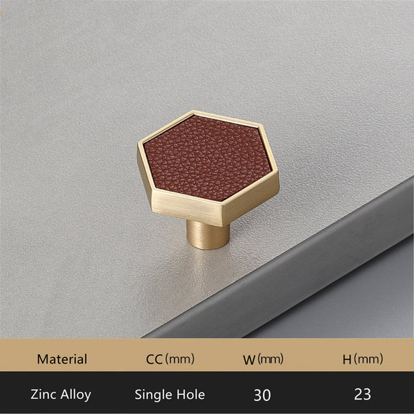 1.18"(30mm) Brushed Brass Knobs, Solid Modern Drawer Knobs Hexagon Knobs for Home, Kitchen, Bathroom, Office and More