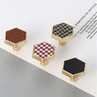 1.18"(30mm) Brushed Brass Knobs, Solid Modern Drawer Knobs Hexagon Knobs for Home, Kitchen, Bathroom, Office and More