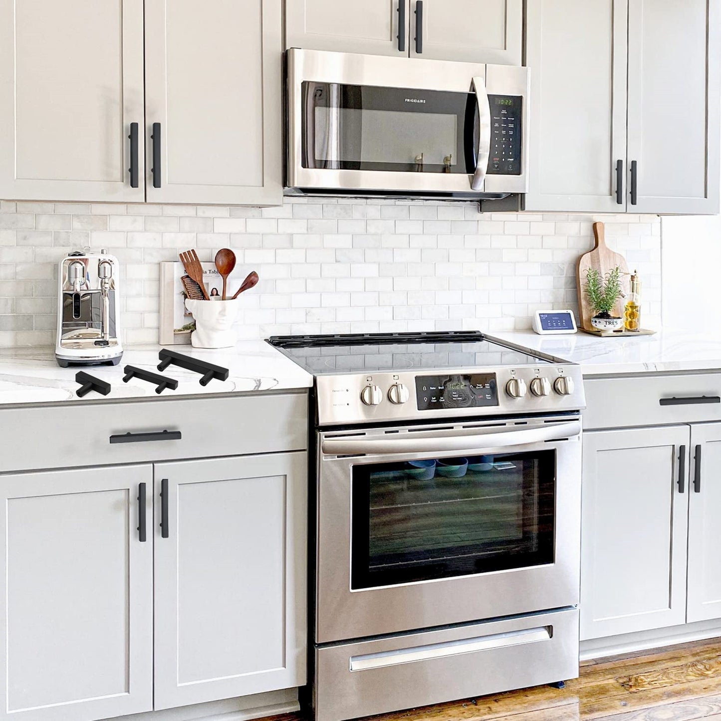 Matte Black Cabinet Pulls Cabinet Hardware Handles - Stainless Steel Cabinet Handles - Hole Centers(4.5",5",6.25")