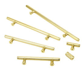 Knurled Texture Drawer Pulls Gold Cabinet Handles - Round Bar Series - Hole Centers (Knob,3.75
