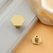 Solid Brass Gold Knobs - 1.33" Diameter (34mm), Brass - Hexagon Dresser Knobs for Lving Room，Bedrooms，DIY Lovers，Gifts