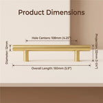 1 Pack 4.25 Inch Center to Center Modern Stainless Steel Brushed Brass Cabinet Handles(Hole Center:108mm)