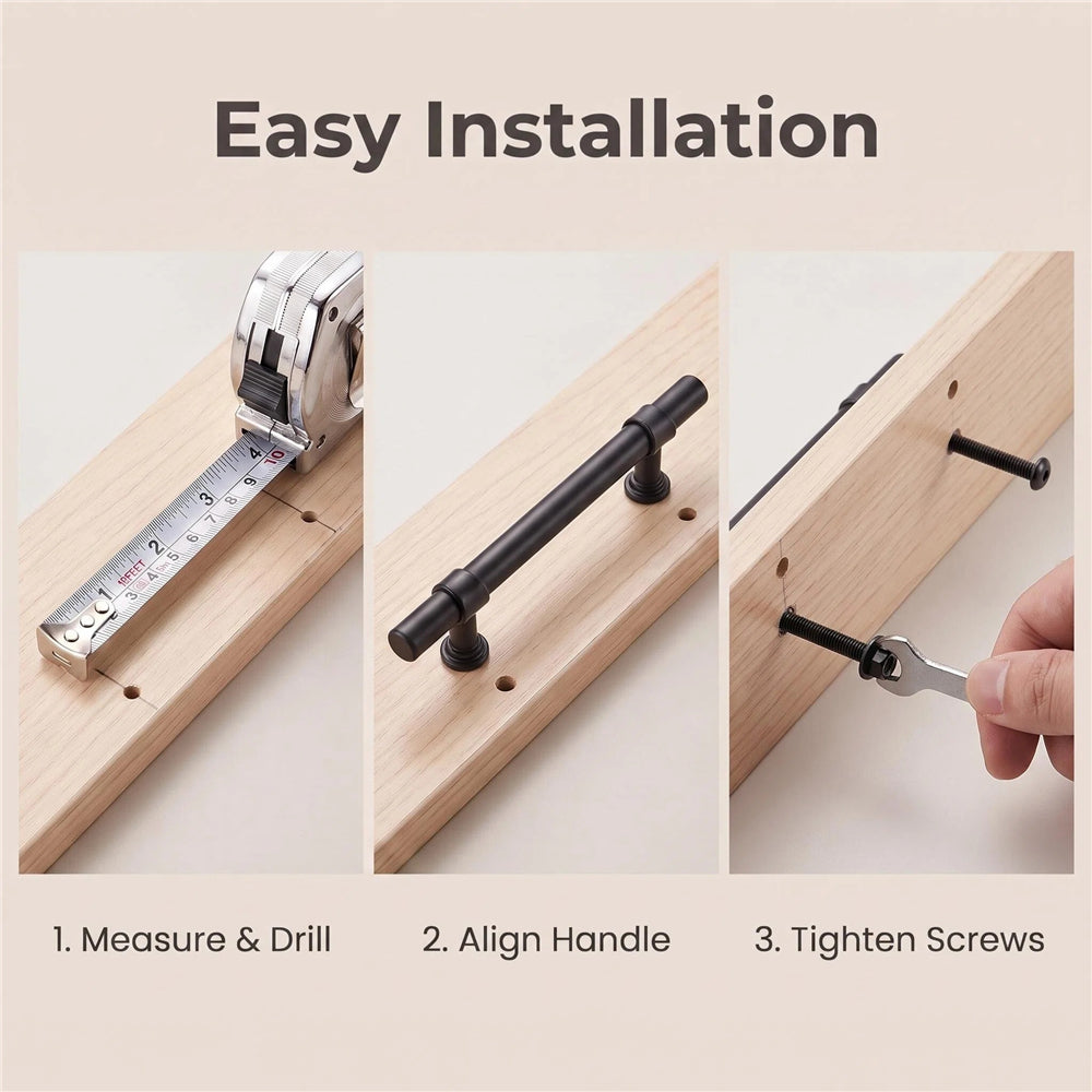 10 Pack Matte Black Drawer Handles Heavy Duty Stainless Steel for Kitchen Bathroom
