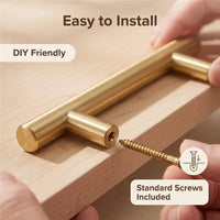 10 Pack 4.25 Inch Center to Center Modern Stainless Steel Brushed Brass Cabinet Handles(Hole Center:108mm)