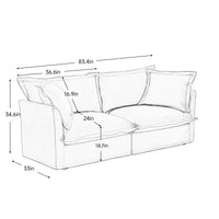 Modern Slipcovered 2-Seat Sofa Couches for Living Room, 2 Seater Sofa, Plain Chenille Deep Seat Sofawith Upholstered Cushion&Detachable Cover (Chenille Fabric，Green)