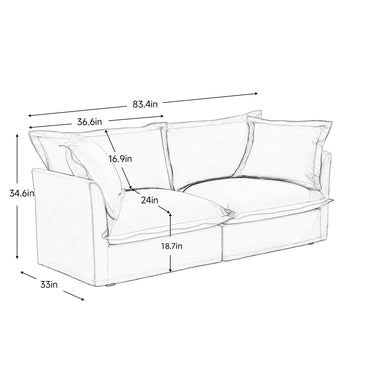 Modern Slipcovered 2-Seat Sofa Couches for Living Room, 2 Seater Sofa, Plain Chenille Deep Seat Sofawith Upholstered Cushion&Detachable Cover (Chenille Fabric，Green)