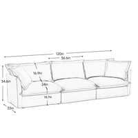 Modern 3 Seater Sofa, Upholstered Sectional Sofa with Armrest, Comfy Couches for Living Room, Apartment, Home Office (Chenille Fabric, Green)