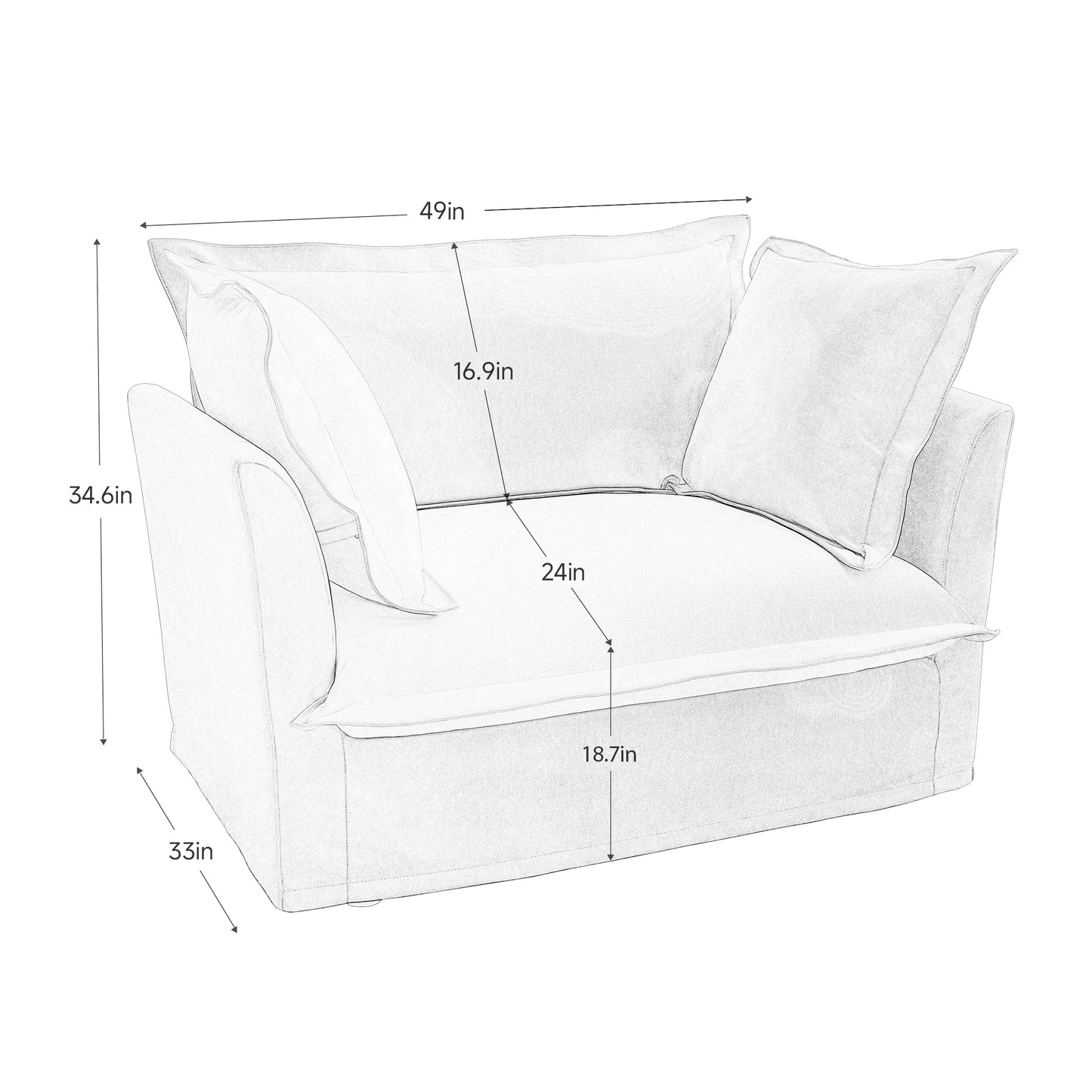 Single Deep Seat Comfy Single Couch Sofa Multiple Large Soft Pillows (Chenille Fabric, Green)