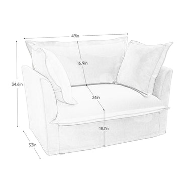 Single Deep Seat Comfy Single Couch Sofa Multiple Large Soft Pillows (Chenille Fabric, Green)