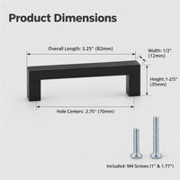 10 Pack 2.75 Inch Center to Center Matte Black Cabinet Handles Stainless Steel Drawer Pulls