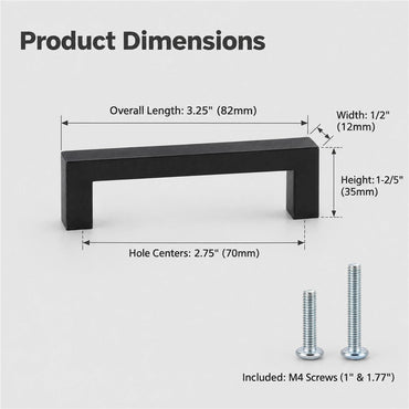 10 Pack 2.75 Inch Center to Center Matte Black Cabinet Handles Stainless Steel Drawer Pulls